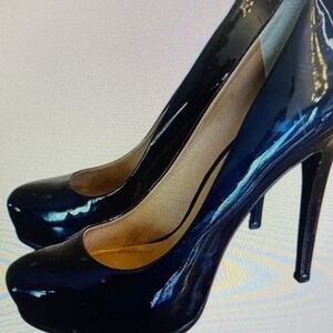 bebe Shiny Black Heels
